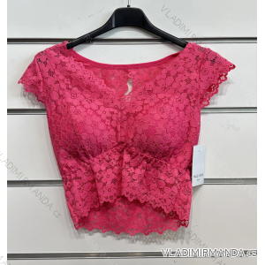 Women's Sleeveless Lace Crop Top (S/M ONE SIZE) ITALIAN FASHION IMPSH233208