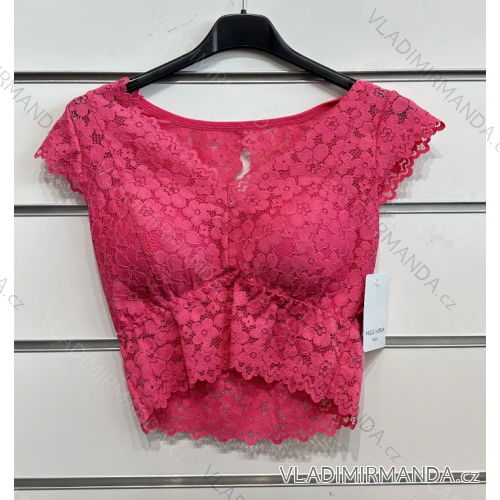 Women's Sleeveless Lace Crop Top (S/M ONE SIZE) ITALIAN FASHION IMPSH233208