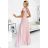 411-6 CRYSTAL long shimmering dress with a neckline - dirty pink