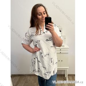 Tunika oversize krátký rukáv dámská (2XL/3XL/4XL ONE SIZE) ITALSKÁ MÓDA IMB23SMILE