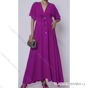 Women's Long Chiffon Short Sleeve Dress (S/M ONE SIZE) ITALIAN FASHION IMWGS231048