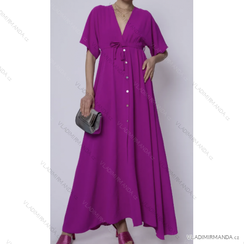 Women's Long Chiffon Short Sleeve Dress (S/M ONE SIZE) ITALIAN FASHION IMWGS231048