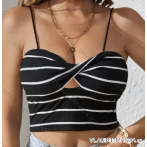 Top croptop na ramínka dámský proužek (S/M ONE SIZE) ITALSKÁ MÓDA IMPMD2324009