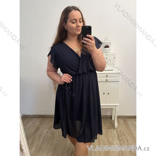 Šaty krátký rukáv dámské nadrozměr (XL/2XL/3XL ONE SIZE) ITALSKá MóDA IM423ANTONIA