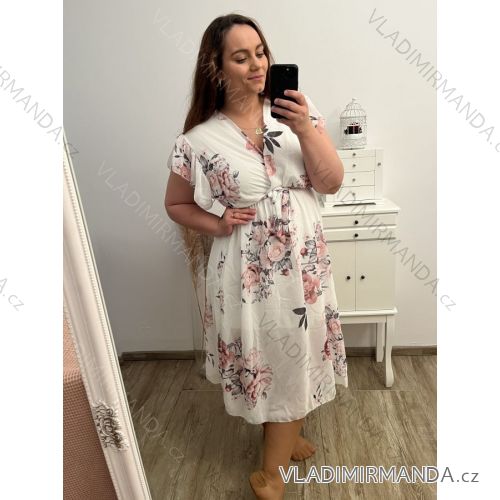 Women's Plus Size Short Sleeve Chiffon Dress (XL/2XL ONE SIZE) ITALIAN FASHION IMWGM231263