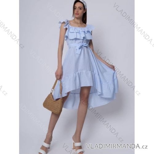 Women's summer linen carmen off-the-shoulder dress (S/M ONE SIZE) ITALIAN FASHION IMM23M53299