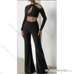 Souprava kalhoty dlouhé a croptop dlouhý rukáv dámská (S/M ONE SIZE) ITALSKÁ MÓDA IMPMD2326732/26733