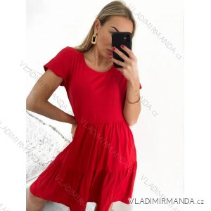 Šaty letní volnočasové bavlněné krátký rukáv dámské (S/M/L ONE SIZE) ITALSKÁ MÓDA IMD22472