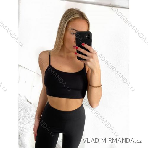 Top/croptop na ramínka dámský (S/M ONE SIZE) ITALSKÁ MÓDA IMPHD234070/DU S/M Černá