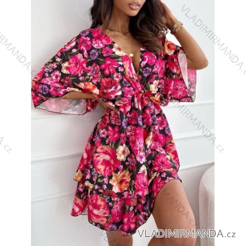 Women's Long Chiffon Short Sleeve Dress (S/M ONE SIZE) ITALIAN FASHION IMWGM23456