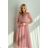 Women's Plus Size (42-46) Long Elegant Party Sleeveless Dress POLISH FASHION PMLBC23265-10 pink 34