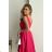 Women's Plus Size (42-46) Long Elegant Party Sleeveless Dress POLISH FASHION PMLBC23265-10 fuchsia 42