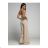 Women's Plus Size (42-46) Long Elegant Party Sleeveless Dress POLISH FASHION PMLBC23265-10 béžová S/M