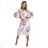 449-1 CARLA Pleated midi dress with buttons and long sleeves - roses on a white background