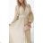 Women's Long Elegant Chiffon Belt Long Sleeve Dress (S/M ONE SIZE) ITALIAN FASHION IMWGB231009