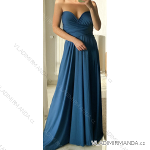 Satin Women's Long Summer Strapless Dress (S / M / L ONE SIZE) ITALIAN FASHION IMM22694