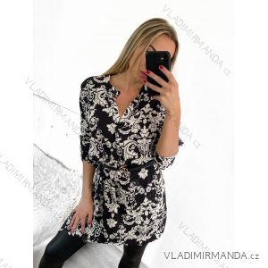 Šaty elegantní košilové s páskem dlouhý rukáv dámské (S/M/L ONE SIZE) ITALSKÁ MÓDA IMWCC231503-1