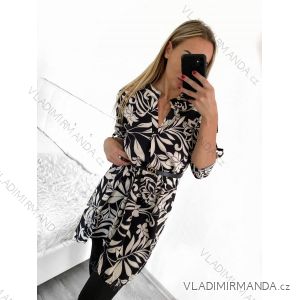 Šaty elegantní košilové s páskem dlouhý rukáv dámské (S/M/L ONE SIZE) ITALSKÁ MÓDA IMWCC231503-4