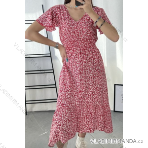 Women's Long Chiffon Short Sleeve Dress (S/M ONE SIZE) ITALIAN FASHION IMWGS231048