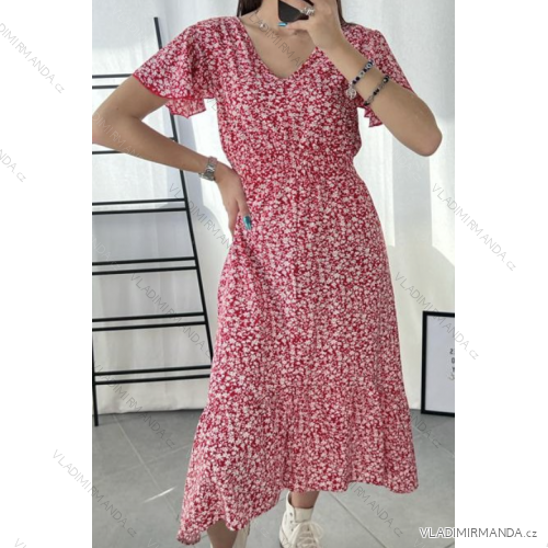 Women's Long Chiffon Short Sleeve Dress (S/M ONE SIZE) ITALIAN FASHION IMWGS231048