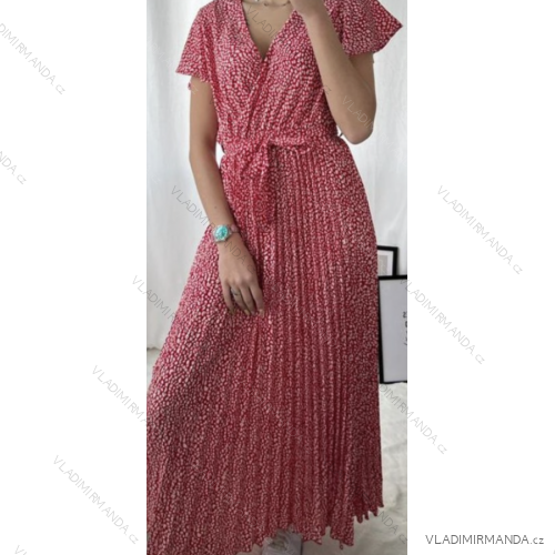 Women's Long Chiffon Short Sleeve Dress (S/M ONE SIZE) ITALIAN FASHION IMWGS231048