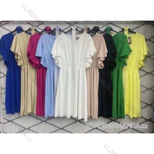 Women's Short Sleeve Summer Chiffon Dress With Belt (S/M ONE SIZE) ITALIAN FASHION IMWD231859