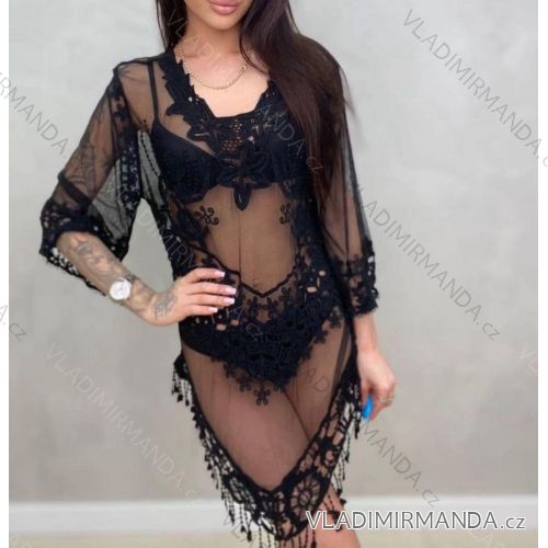 Women's Summer Lace Tunic Over Swimwear Long Sleeve (S/M/L ONE SIZE) ITALIAN FASHION IMWE231884