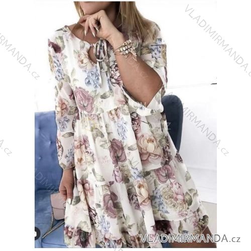 Women's Long Chiffon Short Sleeve Dress (S/M ONE SIZE) ITALIAN FASHION IMWGM23456