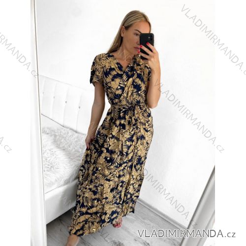 Women's Long Chiffon Short Sleeve Dress (S/M ONE SIZE) ITALIAN FASHION FMPZM23A081-13