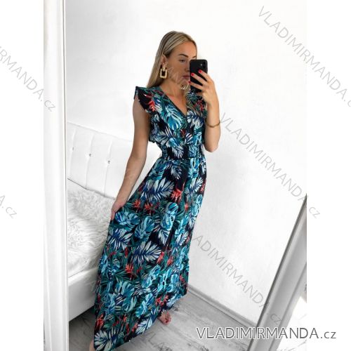 Women's Long Chiffon Short Sleeve Dress (S/M ONE SIZE) ITALIAN FASHION FMPZM23A082-3