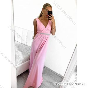 Šaty dlouhé na ramínka společenské elegantní plesové s páskem dámské (S/M ONE SIZE) ITALSKÁ MÓDA IMM22Q52228