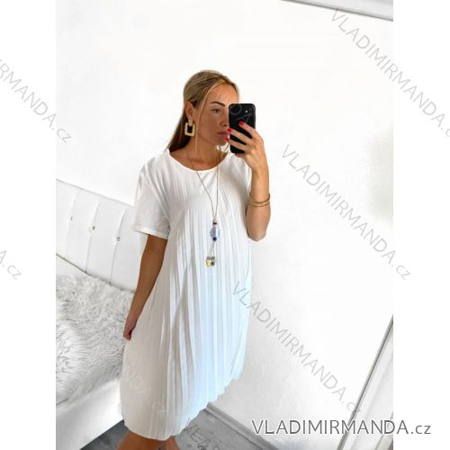 Šaty letní s přívěškem krátký rukáv dámské nadrozměr (XL/2XL/3XL ONE SIZE) ITALSKá MóDA IM423287