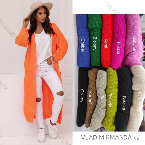 Cardigan dlouhý dlouhý rukáv dámský (S/M ONE SIZE) POLSKÁ MÓDA PMWM232306