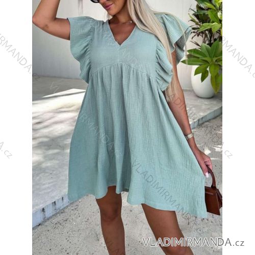 Women's Oversize Short Sleeve Summer Muslin Dress (S/M ONE SIZE) ITALIAN FASHION IMWGB232309