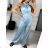 Women's long elegant sleeveless overall (S/M ONE SIZE) ITALIAN FASHION IMPGM23148/DU S/M beige