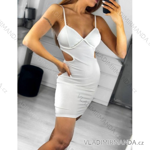 Šaty letní na ramínka dámské (S/M ONE SIZE) ITALSKÁ MÓDA IMPBB22B21841 S/M white