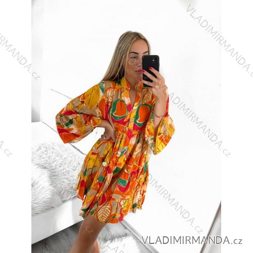 Šaty košilové letní oversize dlouhý rukáv dámské nadrozměr (S/M/L/XL/2XL ONE SIZE) ITALSKá MóDA IM8239802