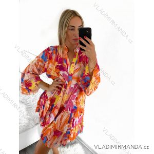 Šaty košilové letní oversize dlouhý rukáv dámské nadrozměr (S/M/L/XL/2XL ONE SIZE) ITALSKá MóDA IM8239802-4/DR