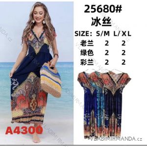 Women's long elegant icecool short sleeve dress (S/M, L/XL) AINUOSI ITALIAN FASHION IMB2325680