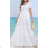 Women's Long Summer Boho Lace Short Sleeve Dress (S/M ONE SIZE) ITALIAN FASHION IMPEM2323087