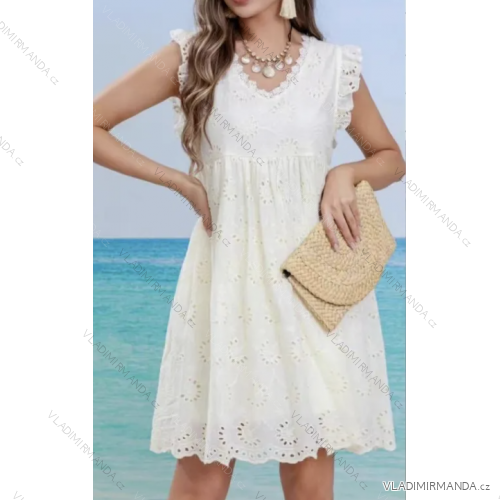 Women's Summer Boho Lace Sleeveless Dress (S/M ONE SIZE) ITALIAN FASHION IMPEM2323079