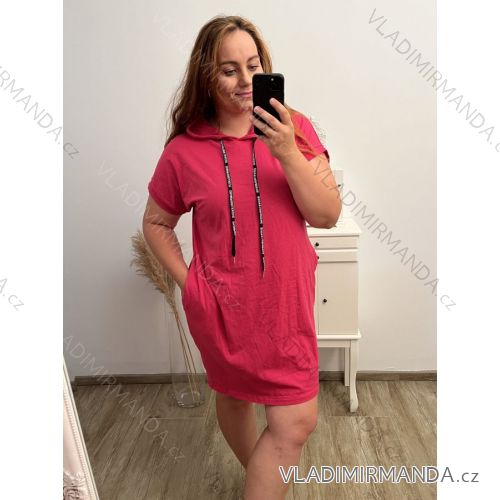 Šaty s kapucí krátký rukáv dámská nadrozměr (XL2XL/3XL ONE SIZE) ITALSKá MóDA IM423LEGAGUE