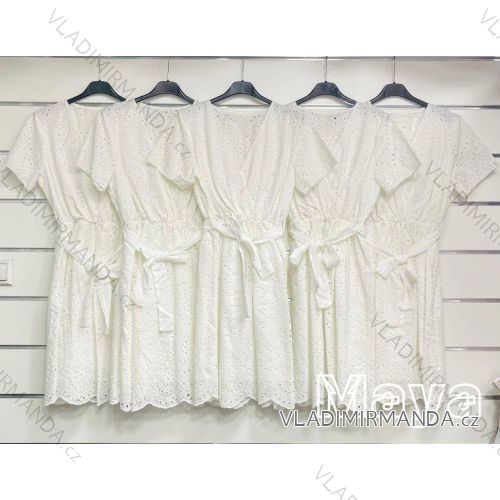 Women's Lace Cotton Short Sleeve Women's Dress (S / M ONE SIZE) ITALIAN FASHION IMWM215877