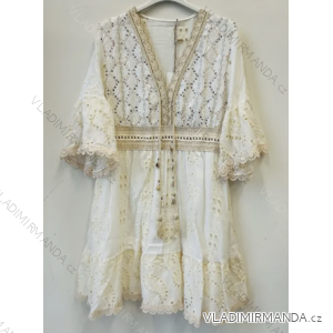 Šaty letní boho krajkové 3/4 dlouhý rukáv dámské (S/M ONE SIZE) ITALSKÁ MÓDA IMPEM233813N