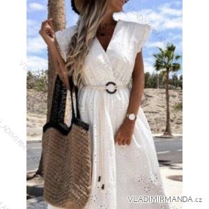 Women's Summer Boho Lace Belt Short Sleeve Dress (S/M ONE SIZE) ITALIAN FASHION IMWAD232499