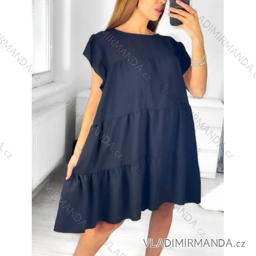 Women's Summer Short Sleeve Dress (S / M ONE SIZE) ITALIAN FASHION IMWB22017 S/M black