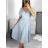 Women's Lace Cotton Short Sleeve Dress (S/M ONE SIZE) ITALIAN FASHION IMM23M7267 S/M Light blue