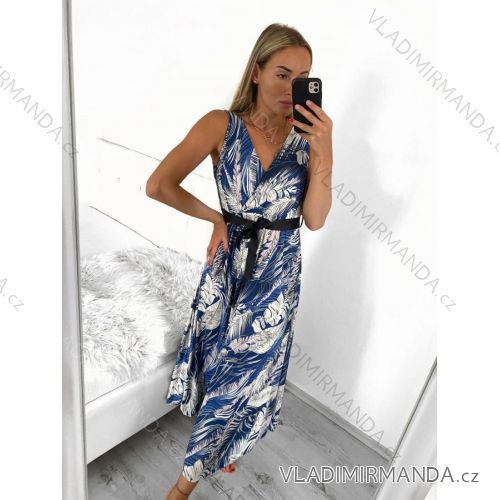 Women's summer icecool sleeveless long dress (S/M/L ONE SIZE) ITALIAN FASHION IMM22974 M / L blue