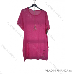 Cotton Summer Dress with Pendant Short Sleeve Women's (2XL/3XL ONE SIZE) ITALIAN FASHION IMD23200