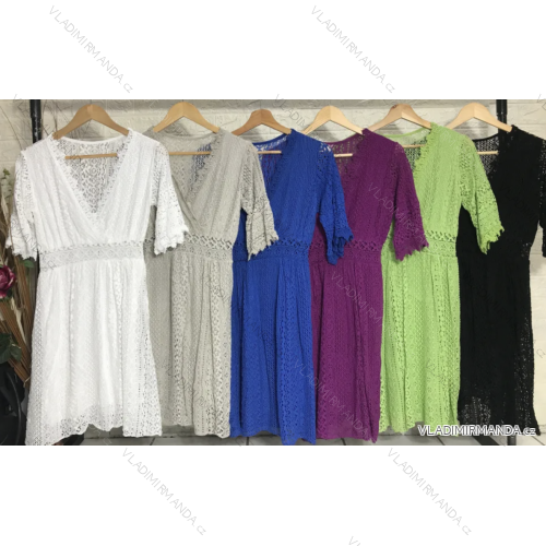 Šaty letní boho krajkové krátký rukáv dámské (S/M ONE SIZE) ITALSKÁ MÓDA IMPGM2385782